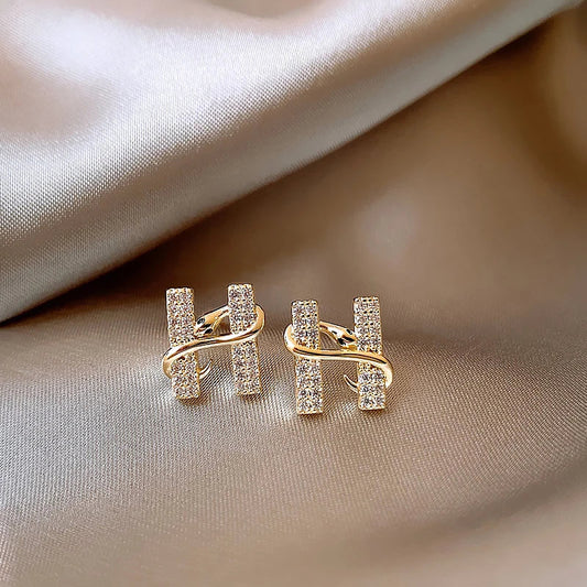 "Design Sense Gold Color Snake Wrapped Letters Stud Earrings"